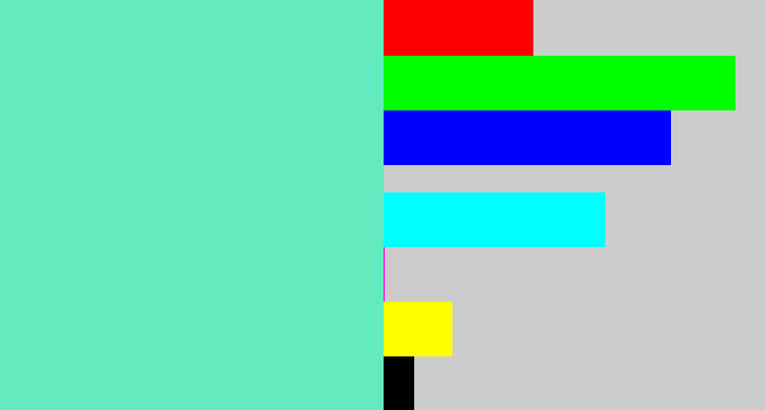 Hex color #63eabf - light greenish blue