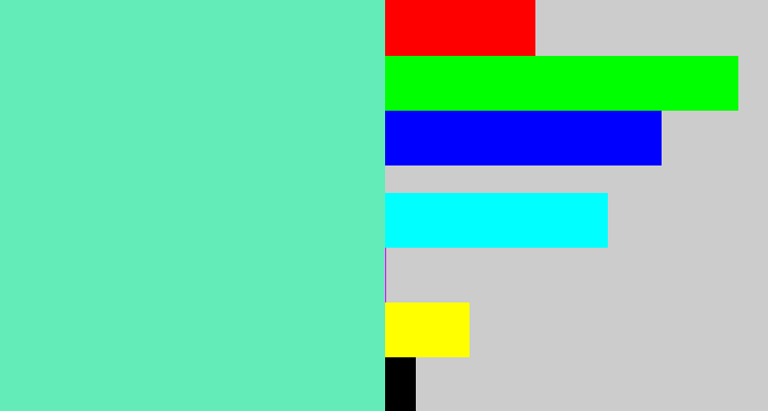 Hex color #63ebb8 - light greenish blue