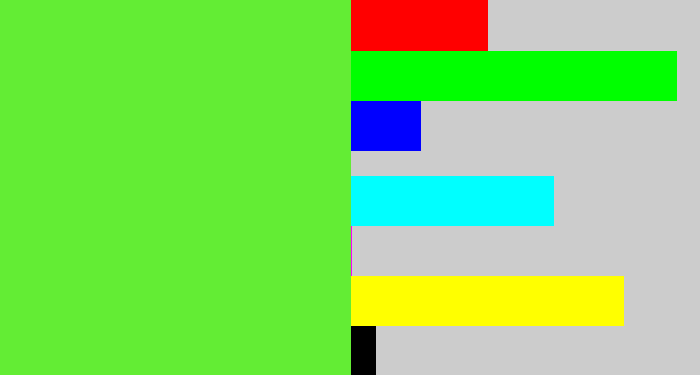 Hex color #63ed34 - toxic green