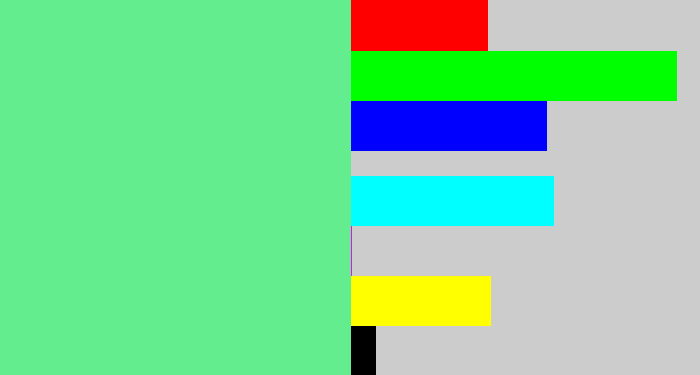 Hex color #63ed8f - light green blue