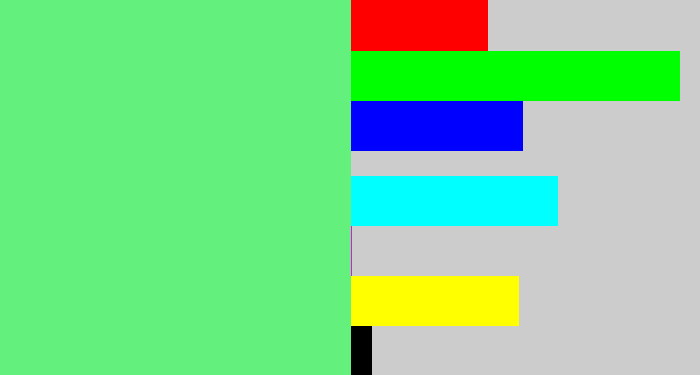 Hex color #63f07d - lightgreen
