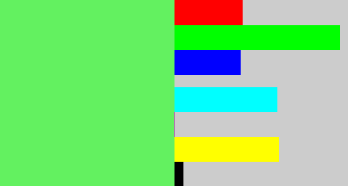 Hex color #63f160 - lightish green