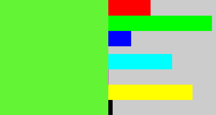 Hex color #63f435 - toxic green