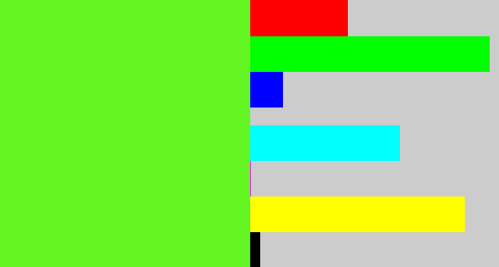 Hex color #63f522 - toxic green