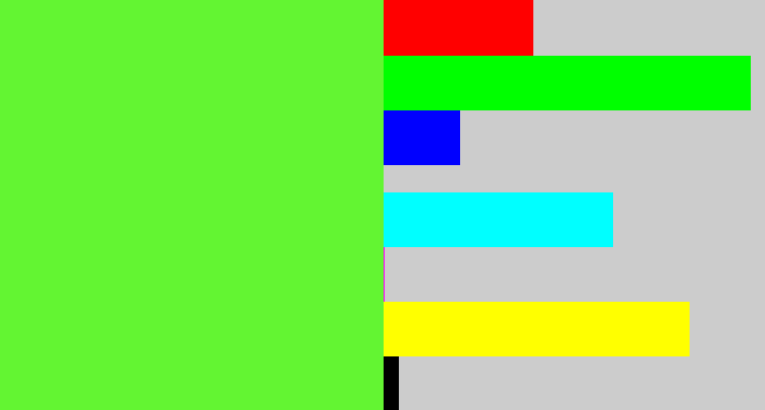 Hex color #63f532 - toxic green