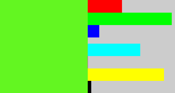 Hex color #63f621 - toxic green