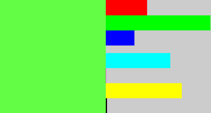 Hex color #63fd46 - light neon green