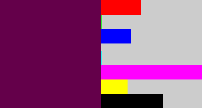 Hex color #64004a - rich purple