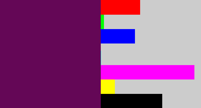 Hex color #640756 - grape purple
