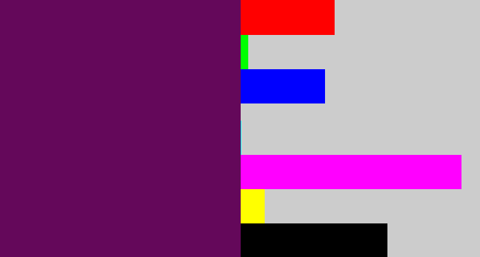 Hex color #64085a - rich purple