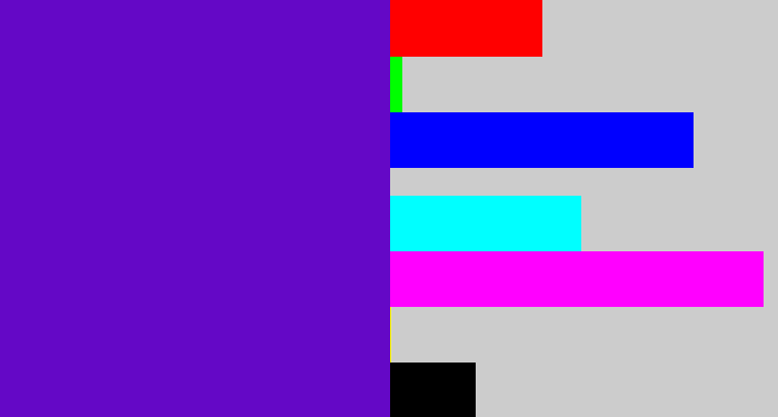 Hex color #6408c6 - violet blue
