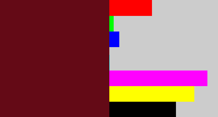 Hex color #640a16 - claret