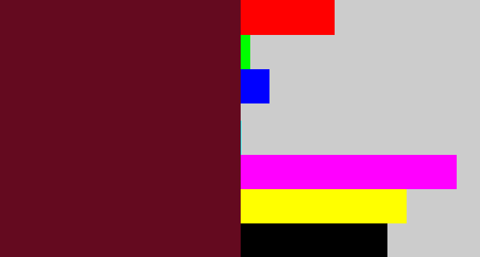 Hex color #640a1f - maroon