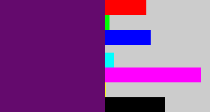Hex color #640a6d - darkish purple