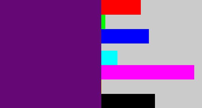 Hex color #640a77 - darkish purple