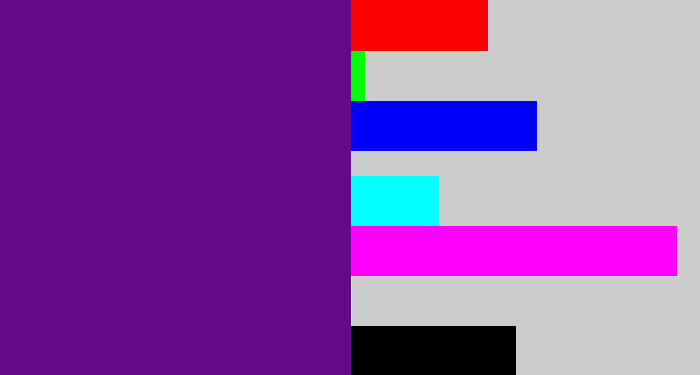 Hex color #640a86 - darkish purple