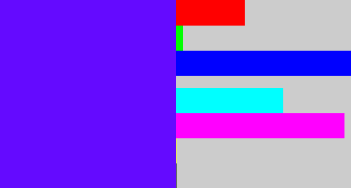 Hex color #640aff - blue/purple