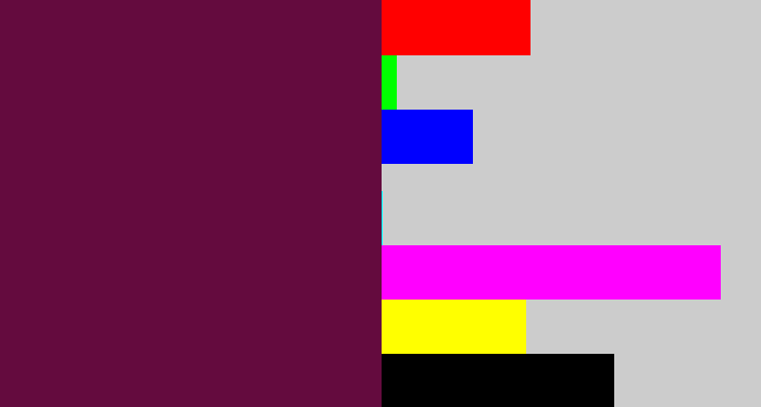 Hex color #640b3e - plum