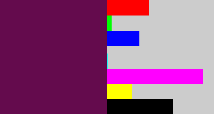 Hex color #640b4d - grape purple