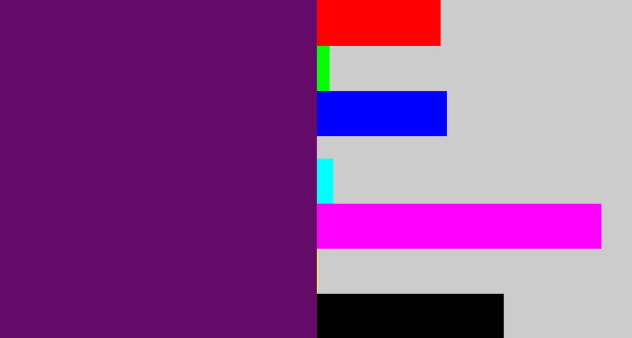 Hex color #640b69 - darkish purple