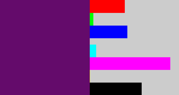 Hex color #640b6b - darkish purple