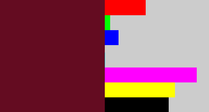Hex color #640c21 - maroon