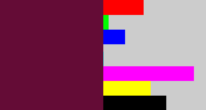 Hex color #640c36 - plum