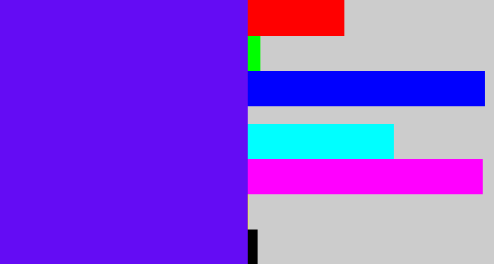 Hex color #640cf4 - blue/purple