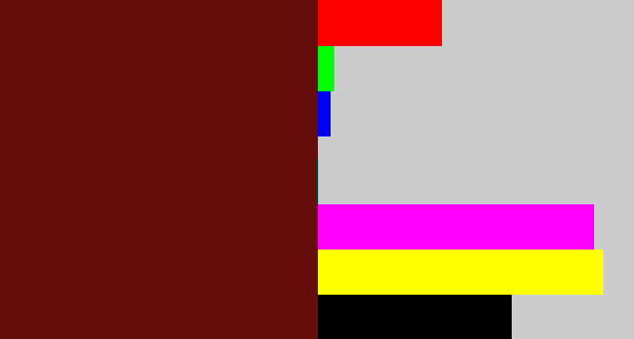 Hex color #640d0a - reddy brown
