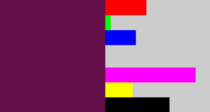 Hex color #640e4a - grape purple