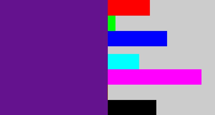 Hex color #64128d - darkish purple