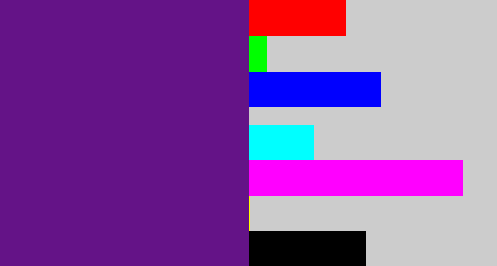 Hex color #641387 - darkish purple