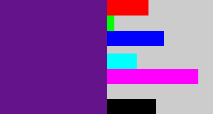 Hex color #64138a - darkish purple