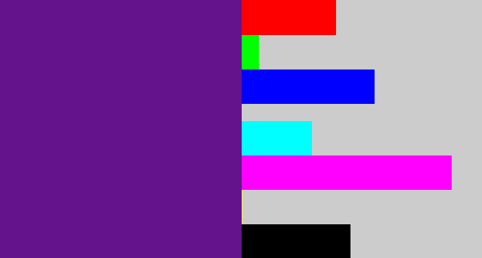 Hex color #64138d - darkish purple