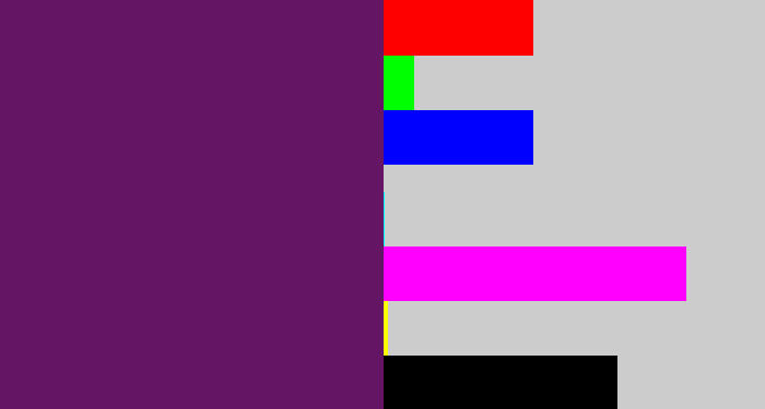 Hex color #641563 - grape purple