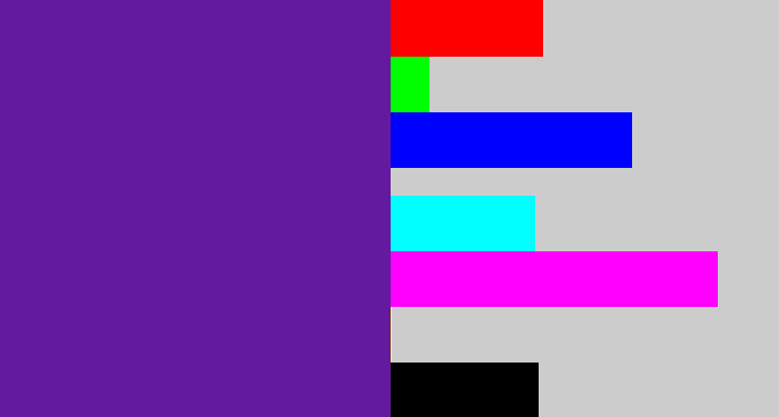 Hex color #641a9f - purple