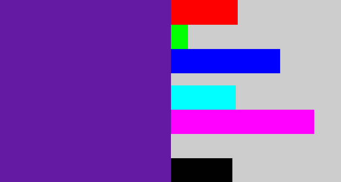 Hex color #641aa2 - purple