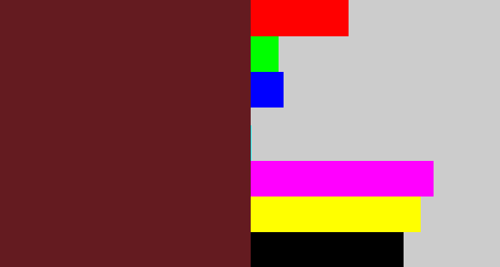 Hex color #641b20 - maroon