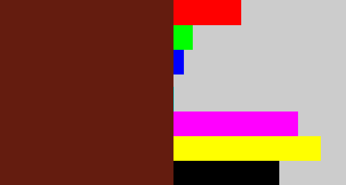 Hex color #641c0f - reddy brown