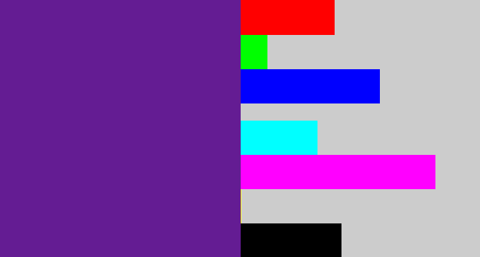 Hex color #641c93 - purple