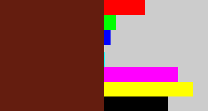 Hex color #641d0f - reddy brown