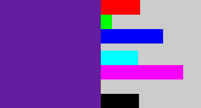 Hex color #641d9f - purple