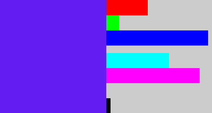 Hex color #641ef4 - purplish blue