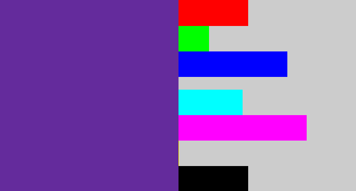 Hex color #642b9c - purple