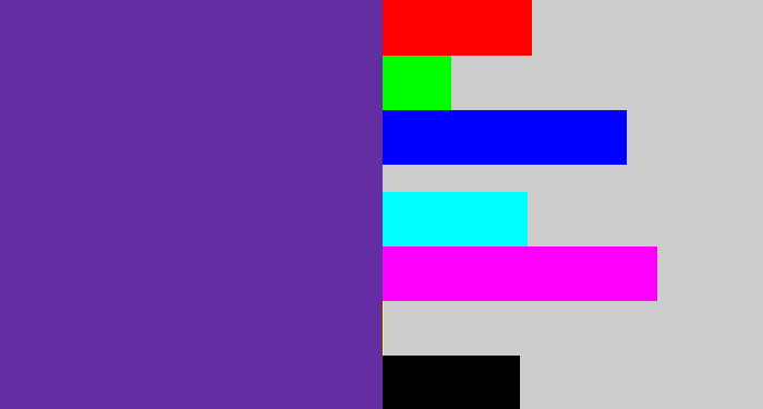 Hex color #642ea2 - purple