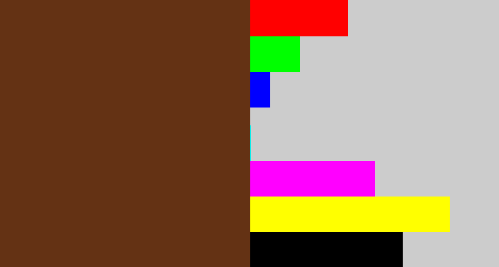 Hex color #643214 - brown