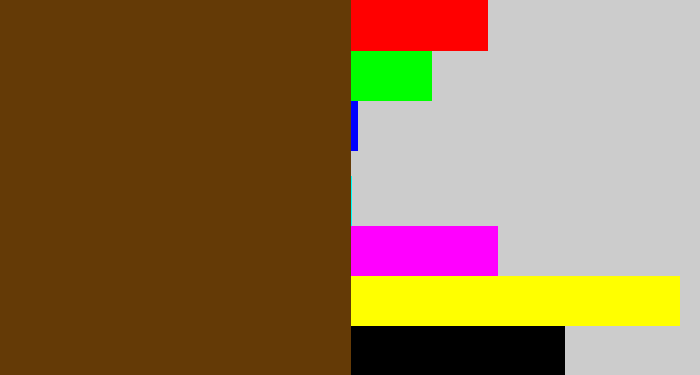 Hex color #643a06 - brown