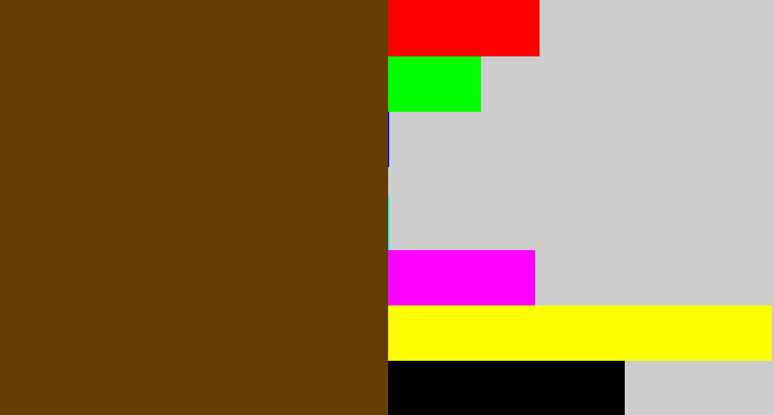 Hex color #643e01 - brown