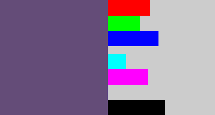 Hex color #644c78 - dirty purple
