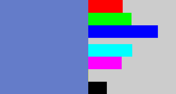 Hex color #647cc9 - faded blue
